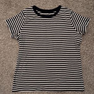 Lands' End Navy and White Striped Tee Size S 100% Cotton